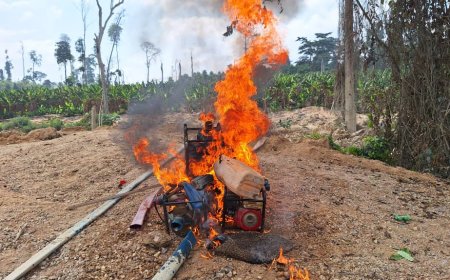 W/N: The Bibiani Anhwiaso Bekwai Forestry Service Division Has Destroyed Galamsey Equipments