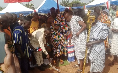 B/A/B : Alfred Obeng Boateng cuts-sod for a FIFA standard AstroTurf at Sefwi Bekwai