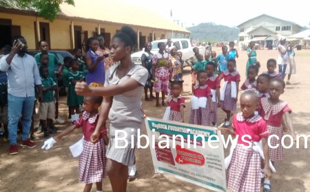 Bibiani GES and Mensin Gold Limited Has Extended  Its Catch Them Young  March  6, Parade To Kingdargaten Schools