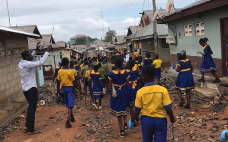 Bibiani Trinity Academy conducts a clean-up exercise to mark 20th anniversary celebrations