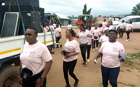 Bibiani Confident Ladies arranges float in Bibiani to create awareness of their Association