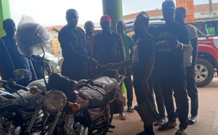 Bright Asamoah Brefo handles over motorbikes to NDC AFA GROUPS