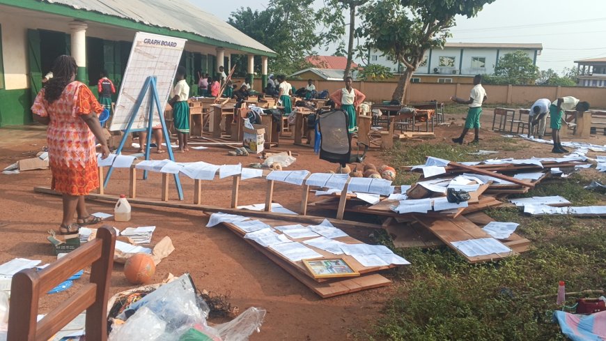 Bibiani Estate Community JHS Appeals for Support After Flood Destroys Learning Materials