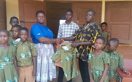 EDUCATION: Community Philanthropist Supports Needy Pupils at Nzemankwanta M/A Basic School