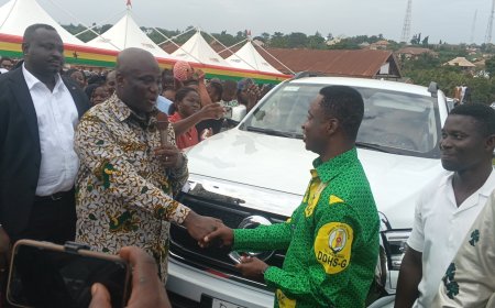 Hon. Eric Opoku Donates Six Brand-New Pickups to Boost Free Primary Healthcare Delivery in Asunafo South