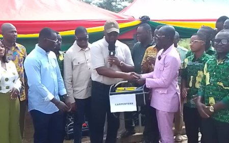 YEA CEO PRESENTS TOOLS AND EQUIPMENT TO WESTERN NORTH DIRECTORATE FOR DISTRIBUTION TO YOUTH BENEFICIARIES