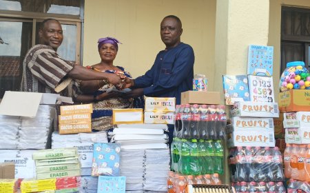 Ogyeahoho Yaw Gyebi II Donates Educational Materials to Bibiani-Anhwiaso-Bekwai Education Directorate