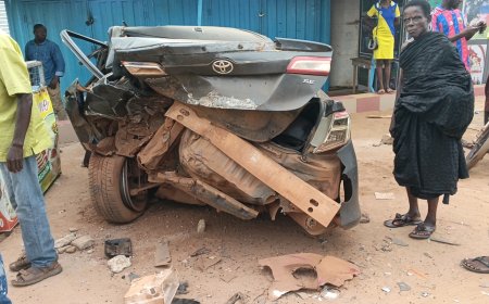 Road Accident at Bibiani Accra Bus Station Leaves Corolla Driver Hospitalised