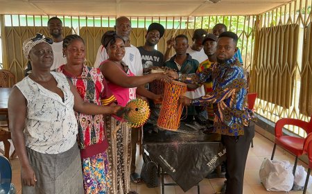 Lawyer Stephen Kingsley Bennieh Donates Jamah Drums to NDC Branches in Sefwi Bekwai