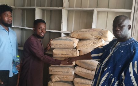 Lawyer Stephen Kingsley Bennie Donates 30 Bags of Cement and Cash to Buabenso Community Centre Project