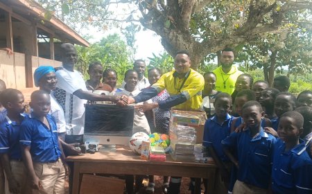 Alex Donkor Donates Teaching and Learning Materials to Kwakumme-Krom and Afful-Krom M/A Basic School
