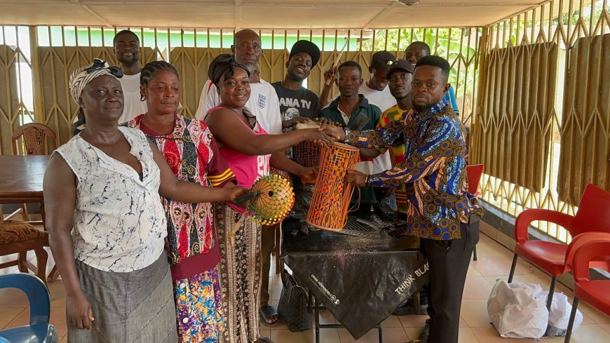 Lawyer Stephen Kingsley Bennieh Donates Jamah Drums to NDC Branches in Sefwi Bekwai